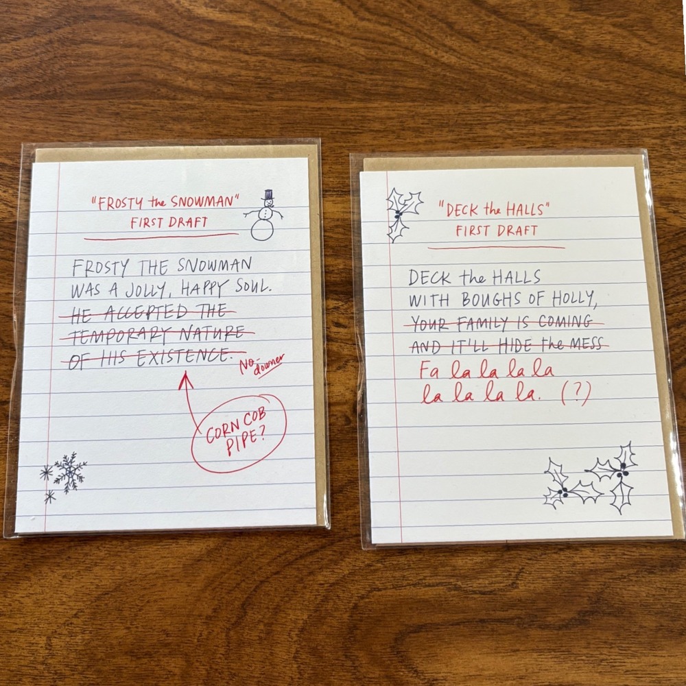 2 Funny Snowman Emily McDowell Christmas Holiday First Draft Greeting Cards